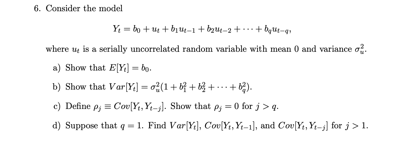 6. Consider the model | Chegg.com