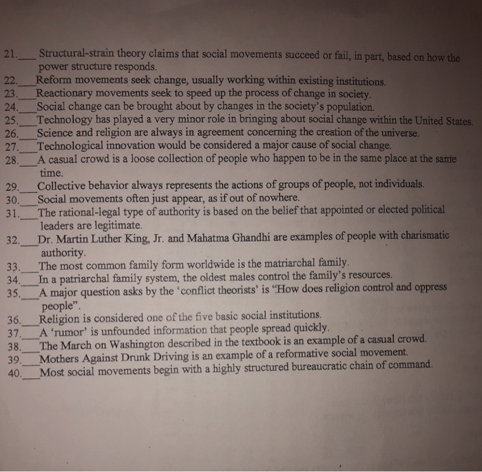 Solved 21. Structural-strain theory claims that social | Chegg.com