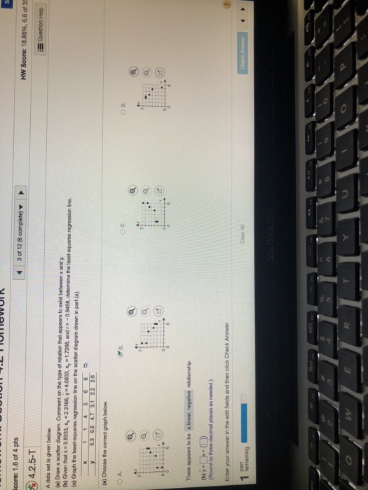 Solved core: 1.6 of 4 pts 4.2.5-T A data set is given below | Chegg.com