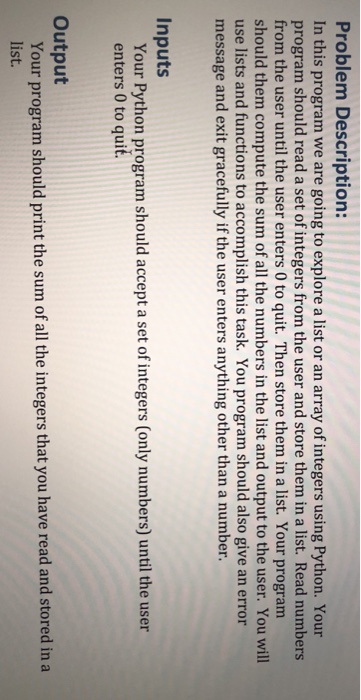 Solved Problem Description: In this program we are going to | Chegg.com