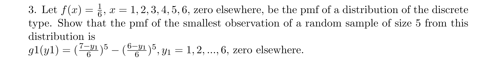 Solved 1 3. Let f(x) 1,2,3,4, 5,6, zero elsewhere, be the | Chegg.com