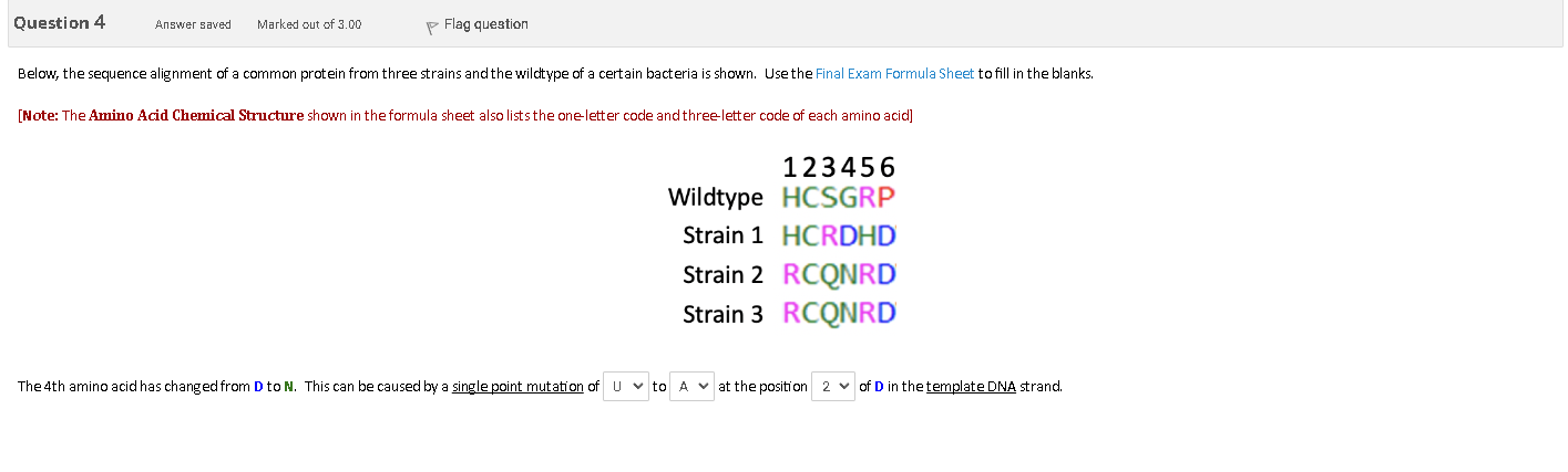 Solved Below, the sequence alignment of a common protein | Chegg.com