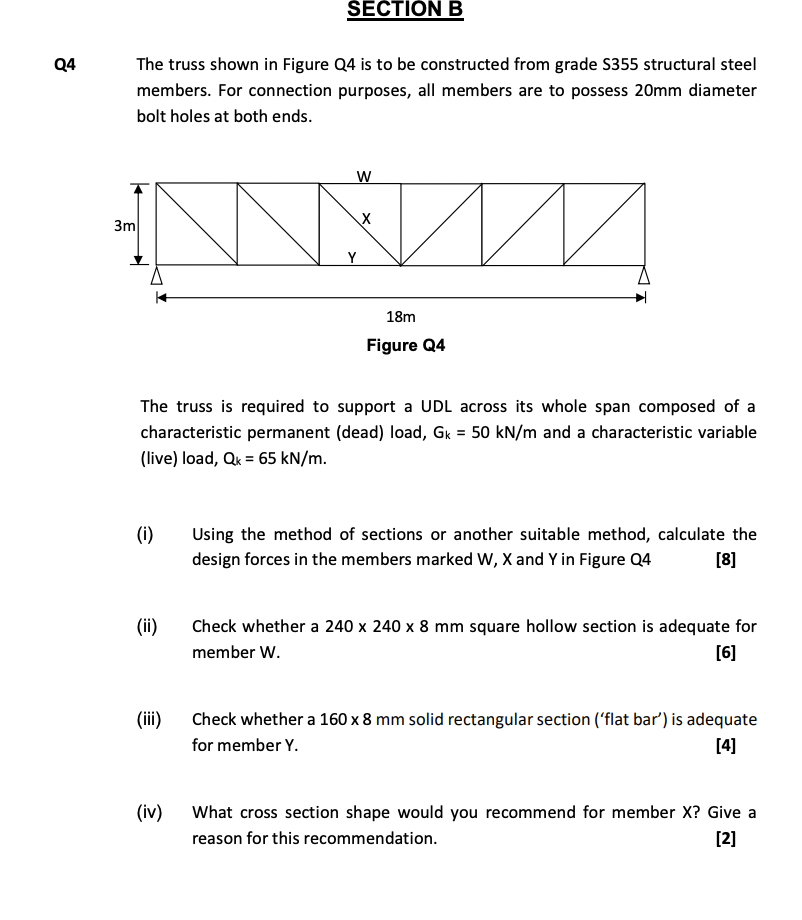 Solved The truss shown in Figure Q4 is to be constructed | Chegg.com