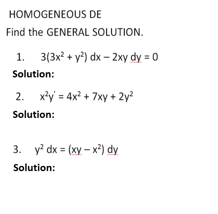 Solved Homogeneous De Find The General Solution 1 3 3x2 Chegg Com