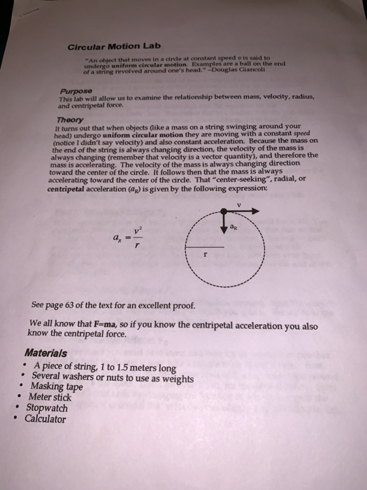 Circular Motion Lab 