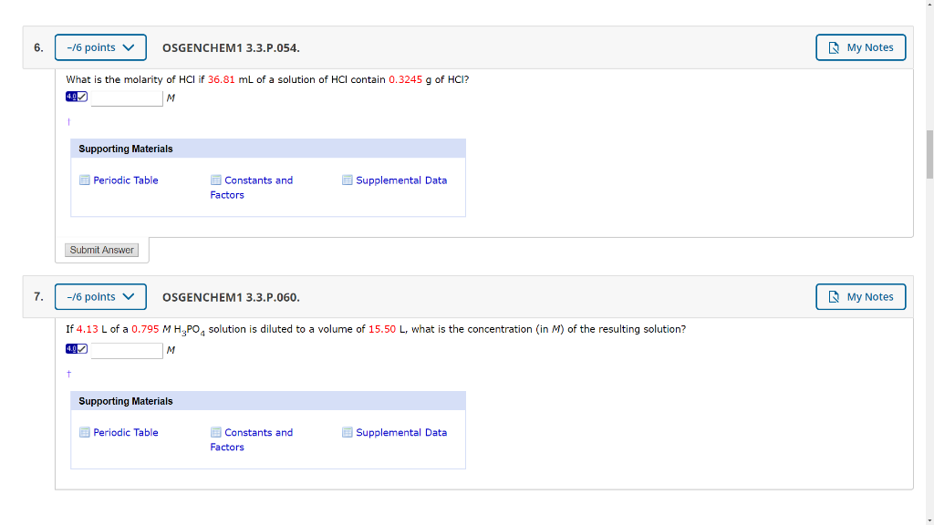 Solved 6. What is the molarity of HCl if 36.81 mL of a | Chegg.com