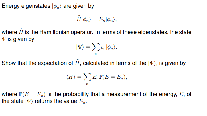 Solved Energy eigenstates lon) are given by Ĥon) = En|on), | Chegg.com