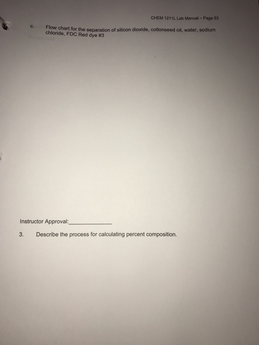 Solved CHEM 1211L Lab Manual Page 52 Pre Lab 2a. Flow chart