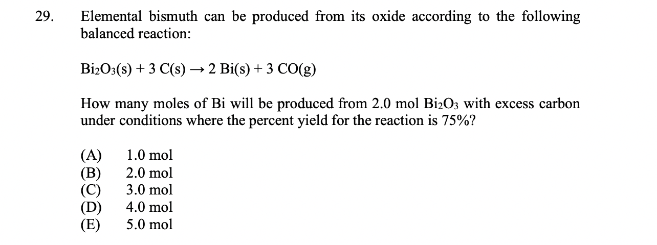 Solved Elemental bismuth can be produced from its oxide | Chegg.com