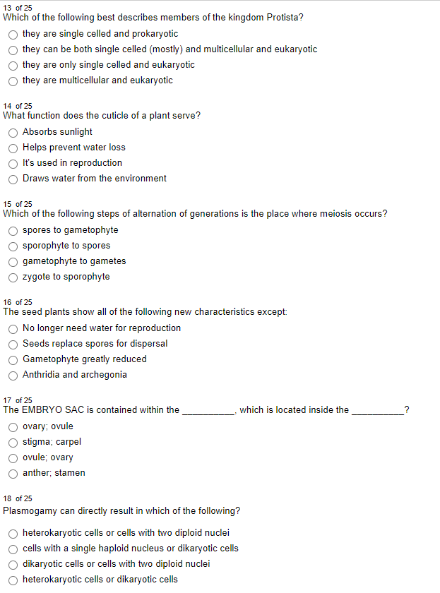 Solved 13 Of 25 Which Of The Following Best Describes | Chegg.com