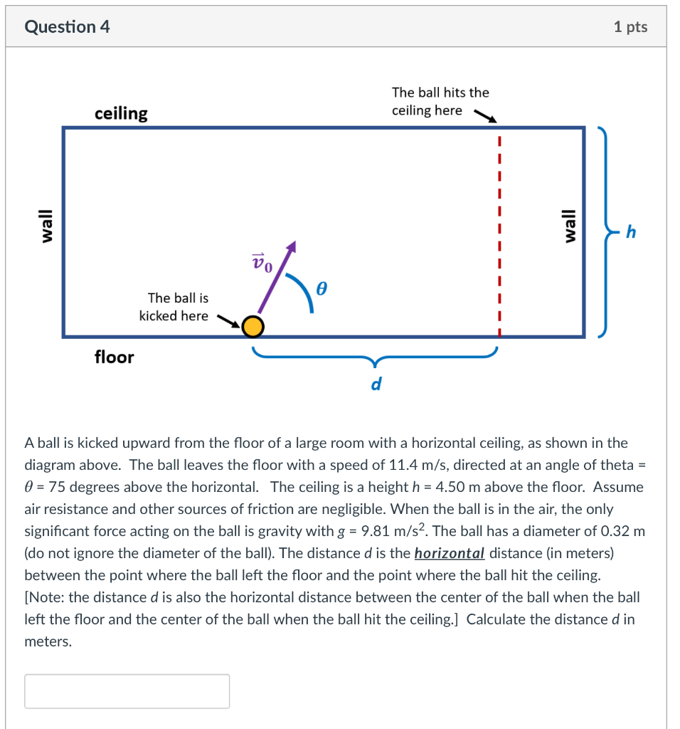 Solved Question 4 1 pts ceiling The ball hits the ceiling