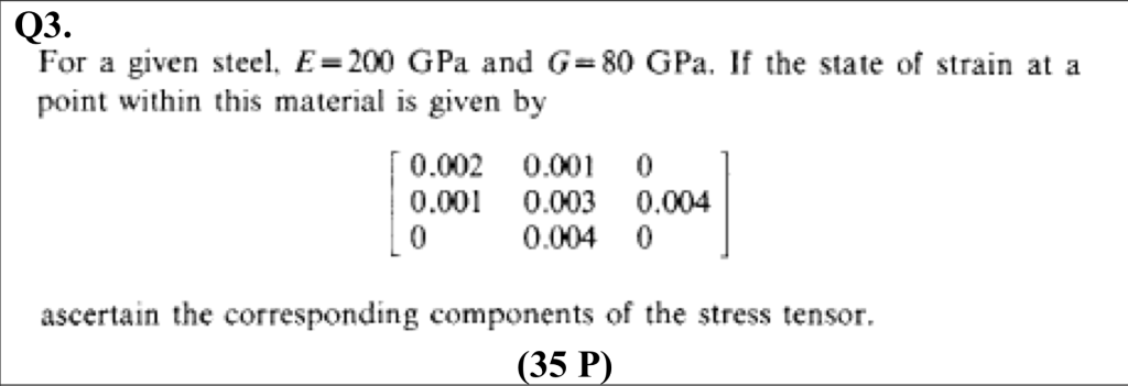 Solved Q3. For a given steel, E-200 GPa and G-80 GPa. If the | Chegg.com