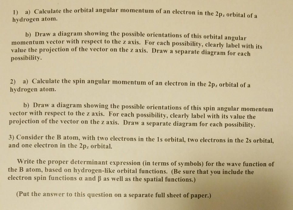 Solved the orbital angular momentum of an electron in the | Chegg.com