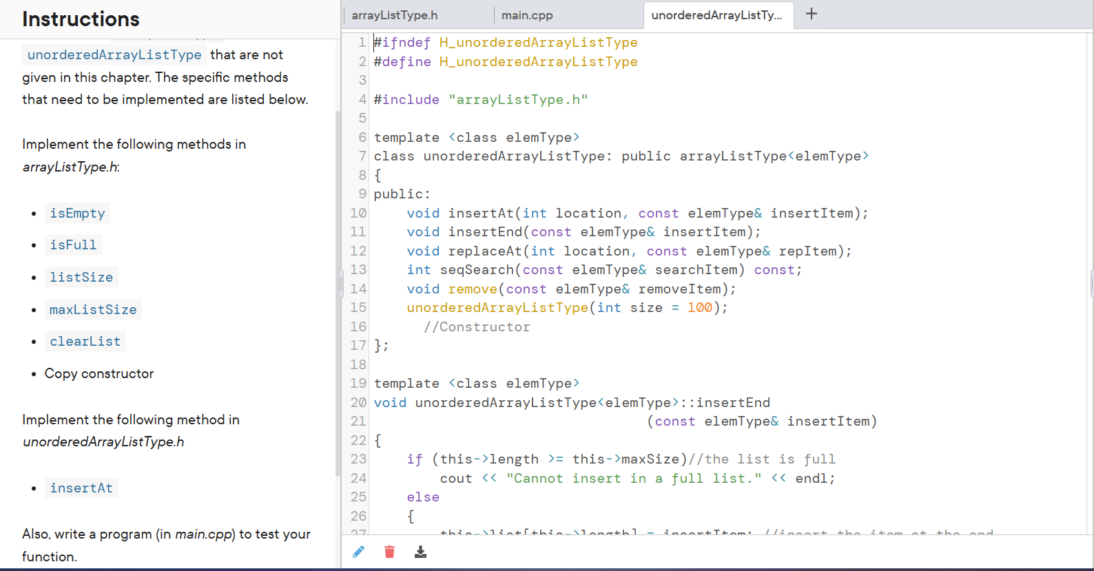 Solved Instructions Write the definitions of the member | Chegg.com