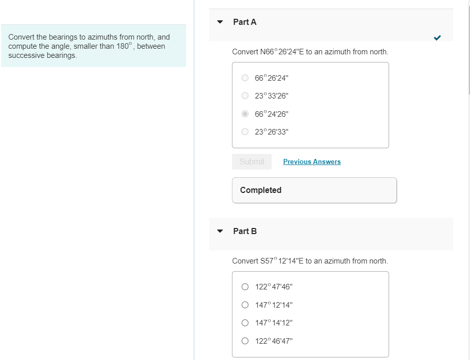 Solved Convert The Bearings To Azimuths From North, And | Chegg.com