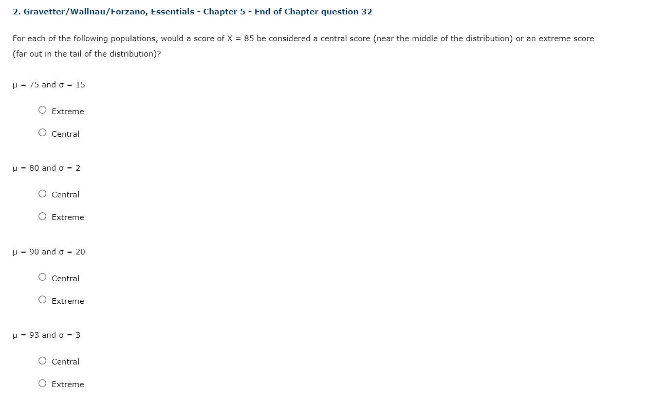 Solved 2 Gravetter Wallnau Forzano Essentials Chapter 5 Chegg