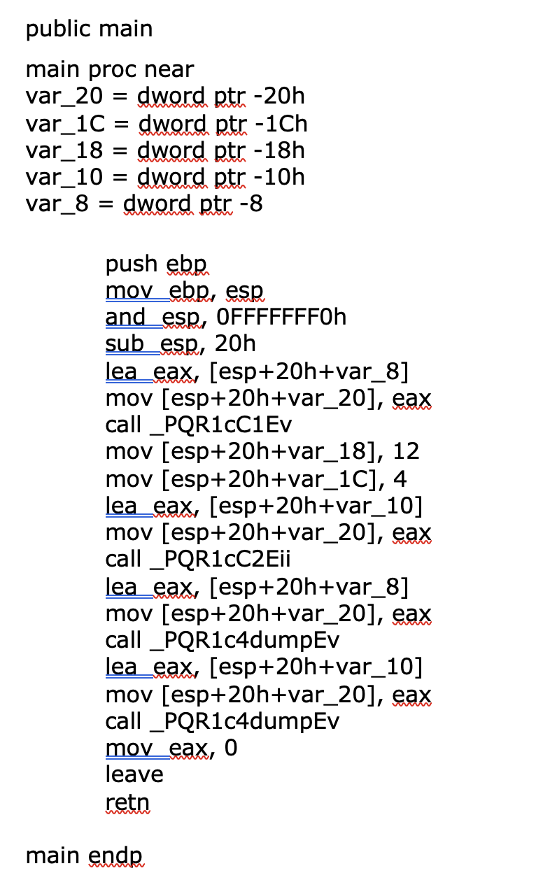 Solved The code above is the assembly language of the main | Chegg.com