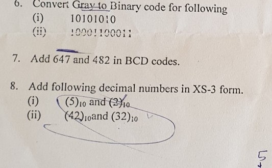 Solved 6. Convert Gray to Binary code for following 10101010 | Chegg.com