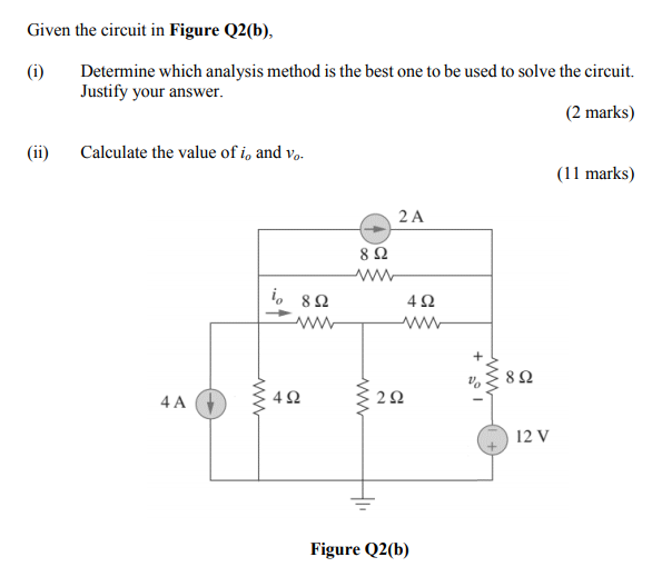 Solved Given the circuit in Figure Q2(b), (i) Determine | Chegg.com