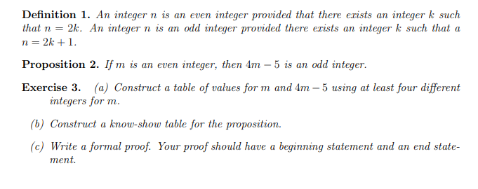 Solved n = Definition 1. An integer n is an even integer | Chegg.com