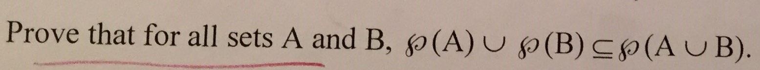 Solved Prove That For All Sets A And B, F(A) U P(B) SP | Chegg.com