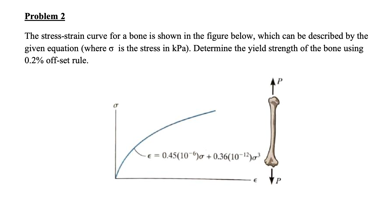 Solved The Stress Strain Curve For A Bone Is Shown In The Chegg Com