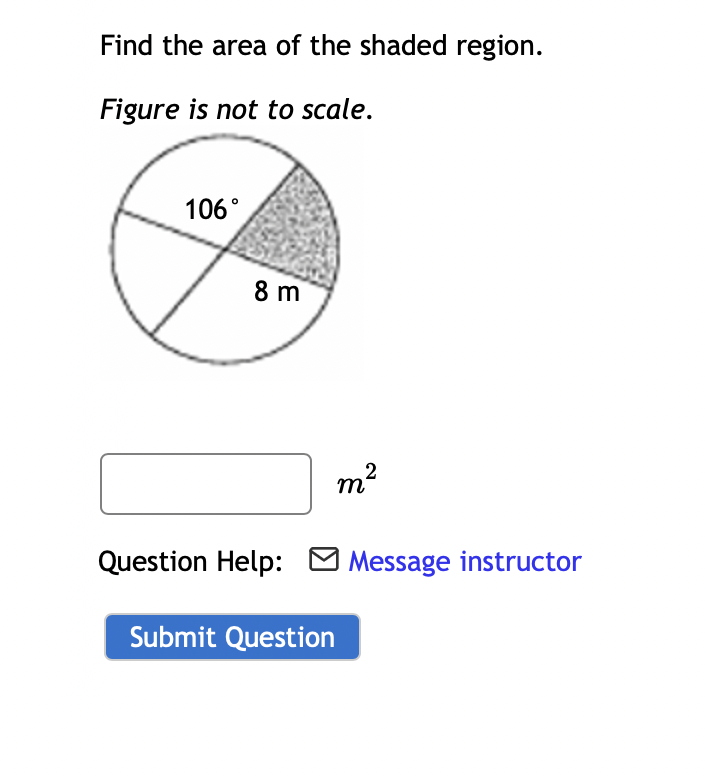 find the area of the shaded region figure is not to scale