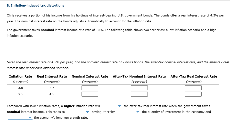 Solved 8. Inflation-induced tax distortions Chris receives a | Chegg.com