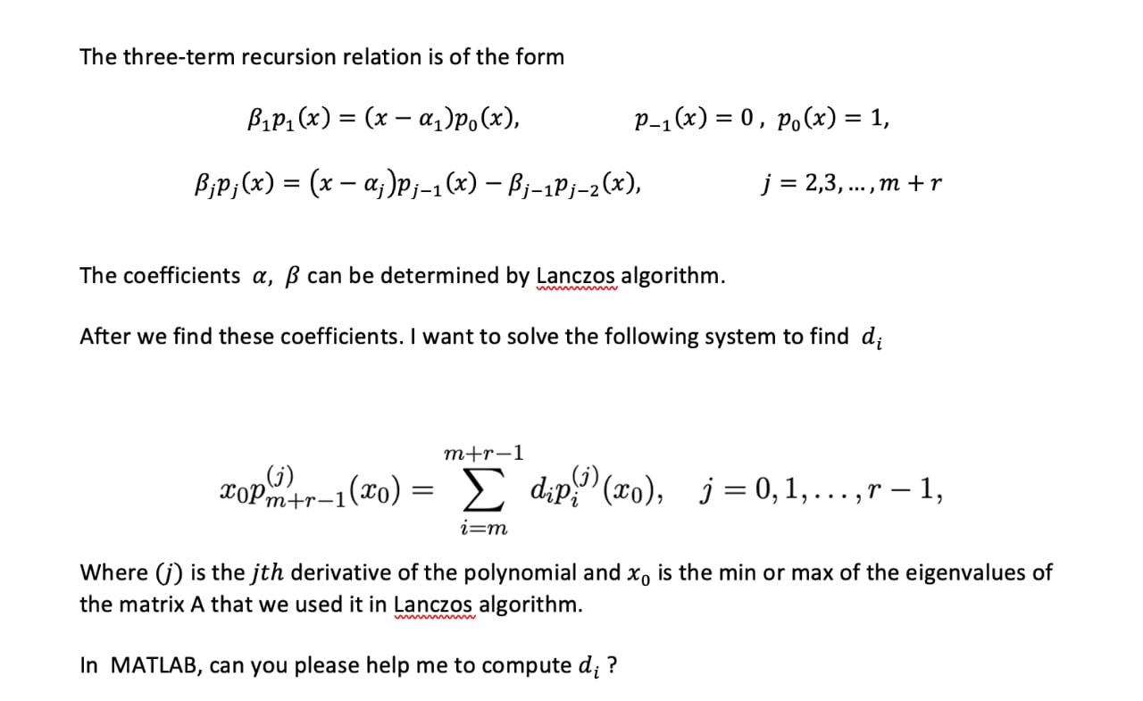 The Three Term Recursion Relation Is Of The Form B Chegg Com