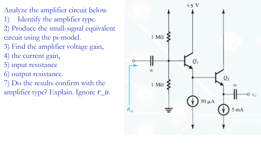Solved Analyze the amplifier circuit below. 1) Identify the | Chegg.com