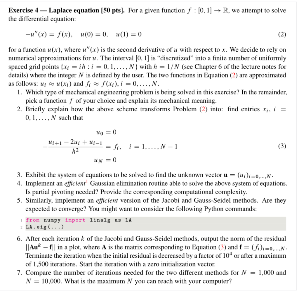 Solved Exercise 4 - Laplace equation [50 pts]. For a given | Chegg.com