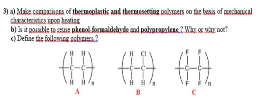 Solved 3) A) Make Comparisons Of Thermoplastic And | Chegg.com