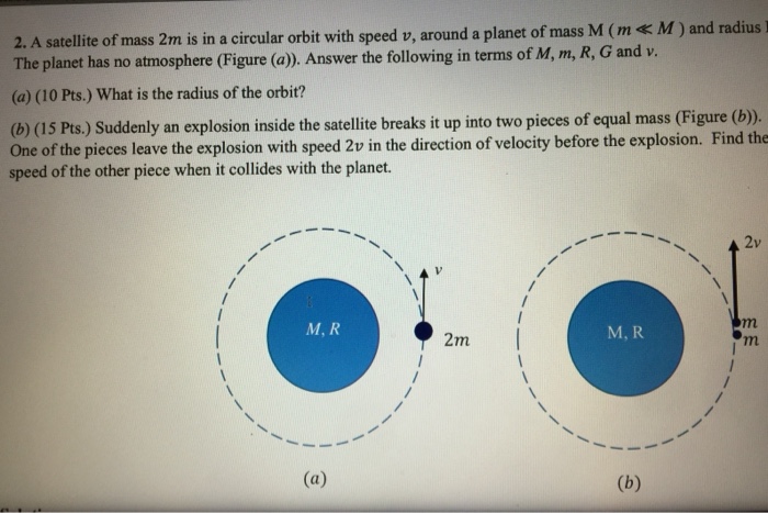 Solved 2 A Satellite Of Mass 2m Is In A Circular Orbit W Chegg