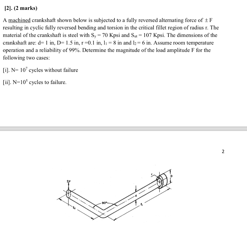 Solved [2]. (2 Marks) A Machined Crankshaft Shown Below Is | Chegg.com