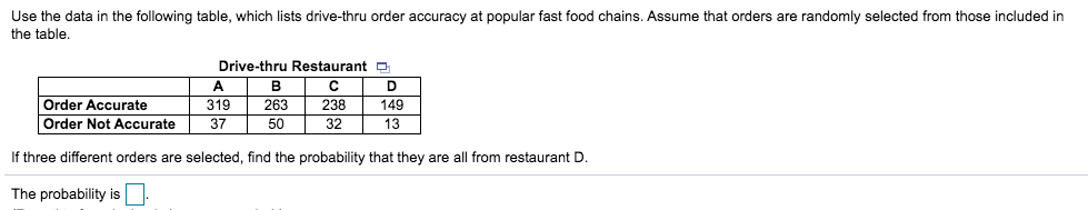 Solved Use the data in the following table, which lists | Chegg.com