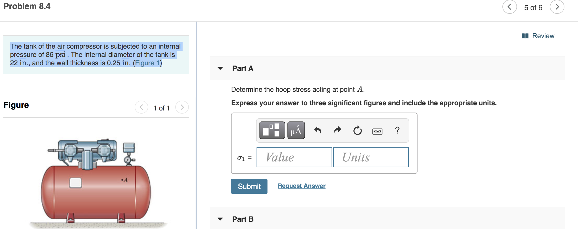 Solved The tank of the air compressor is subjected to an