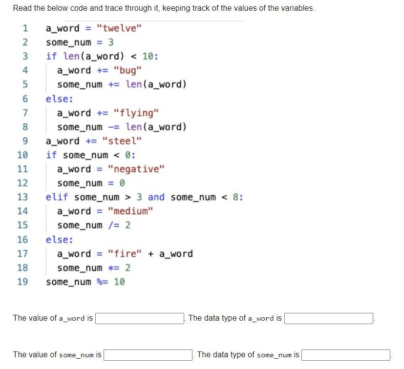 Solved Read the below code and trace through it, keeping | Chegg.com