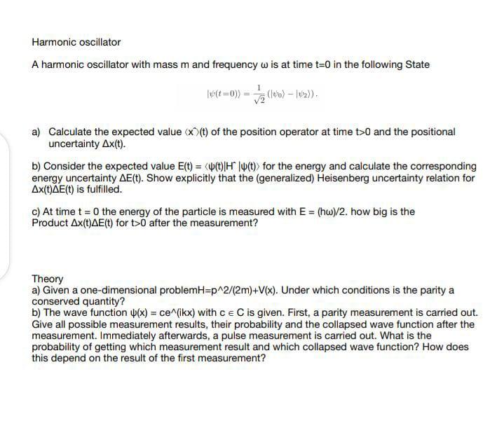 Solved Harmonic oscillator A harmonic oscillator with mass m | Chegg.com
