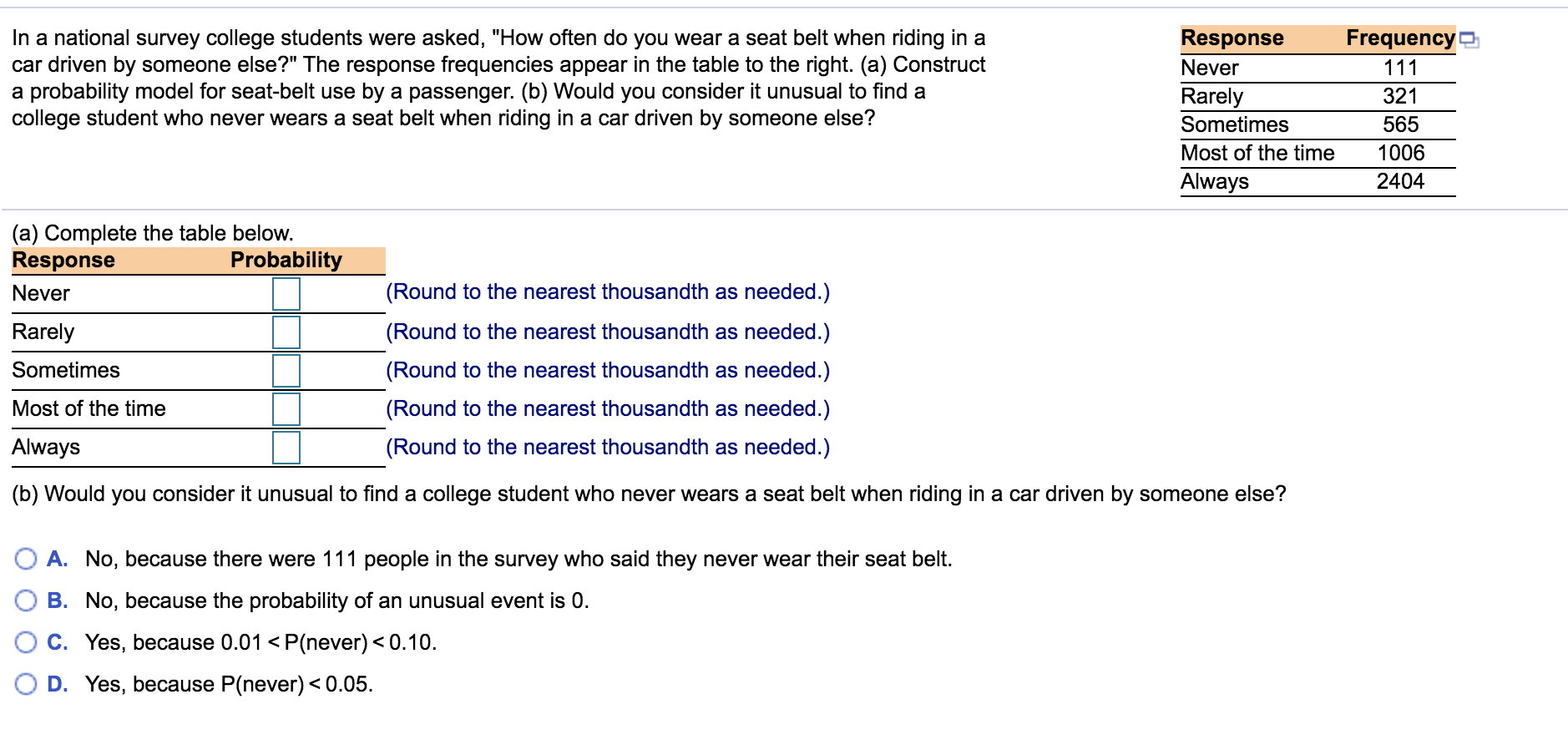 Solved In a national survey college students were asked,