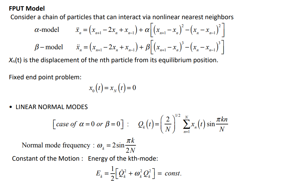Solved FPUT Model Consider a chain of particles that can | Chegg.com