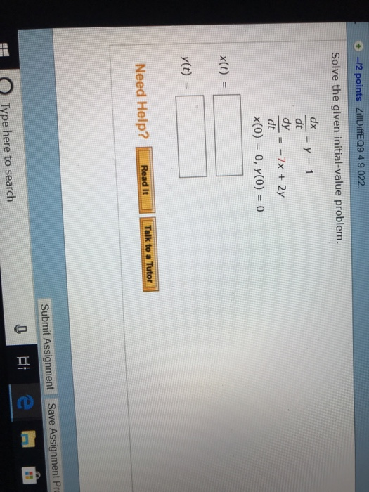Solved -12 points ZillDiffEQ9 4.9.022 Solve the given | Chegg.com