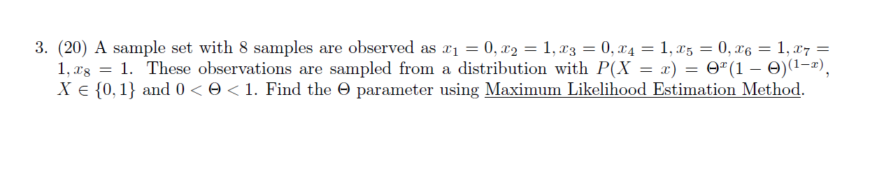 Solved 3. (20) A sample set with 8 samples are observed as | Chegg.com