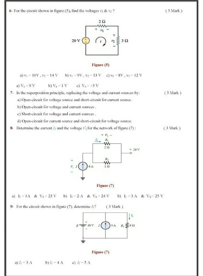 Solved 6- For The Circuit Shown In Figure (5), Find The | Chegg.com