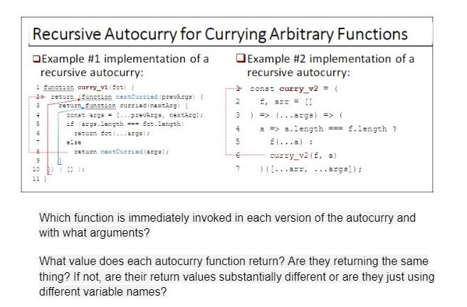 Solved Recursive Autocurry for Currying Arbitrary Functions | Chegg.com