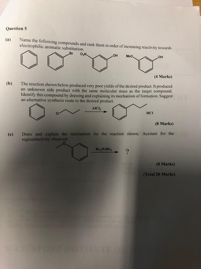 Solved Question 5 (a) Name the following compounds and rank | Chegg.com