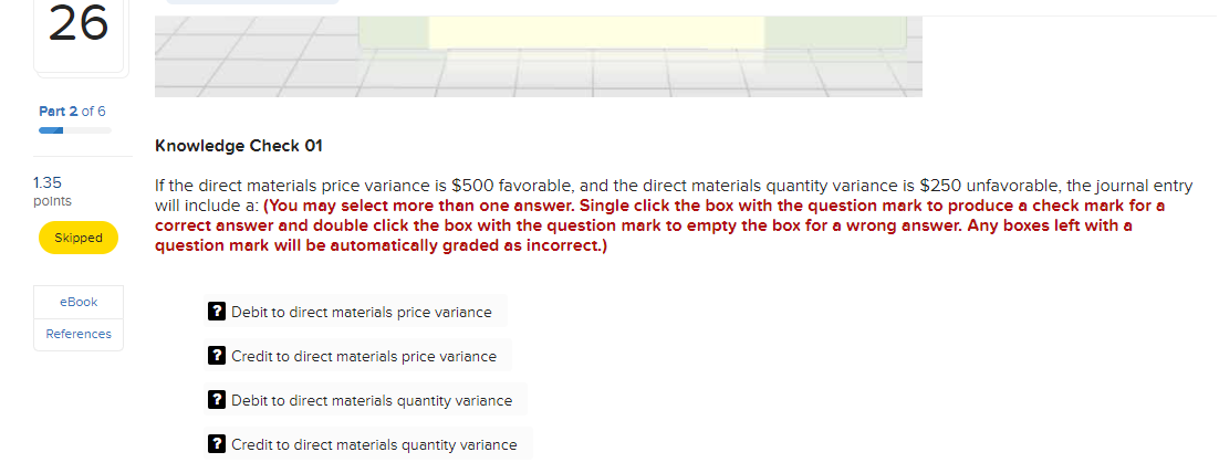 Solved 26 Part 2 of 6 Knowledge Check 01 1.35 points If the | Chegg.com