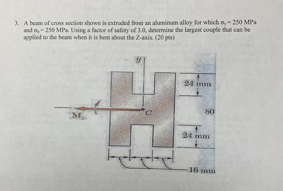 Solved A Beam Of Cross Section Shown Is Extruded From An | Chegg.com