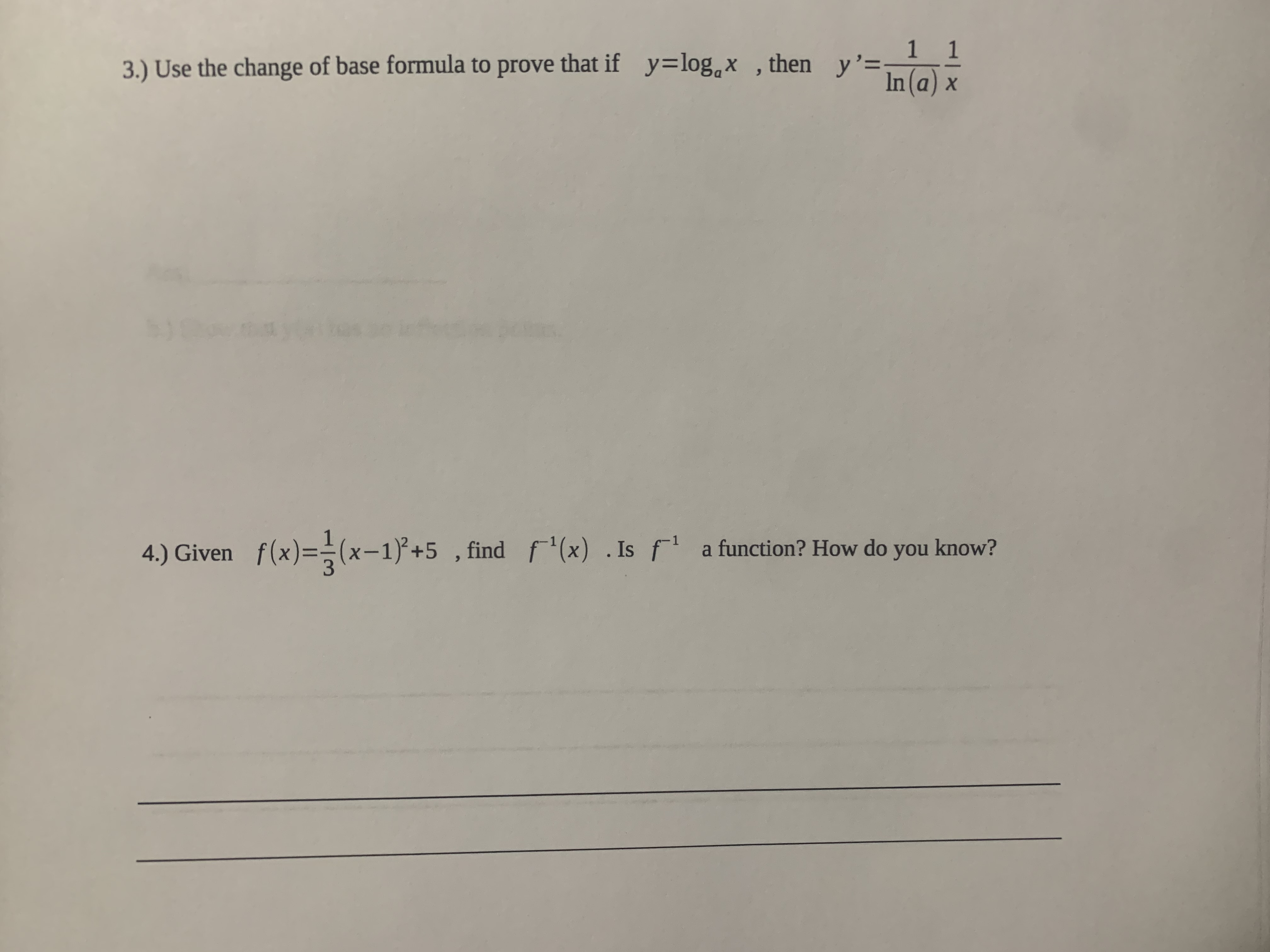 Solved 3.) Use the change of base formula to prove that if | Chegg.com