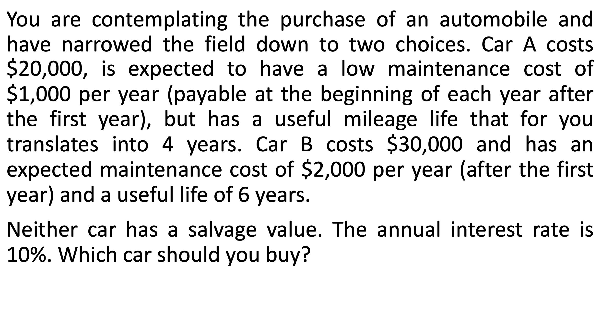 Solved You Are Contemplating The Purchase Of An Automobile | Chegg.com