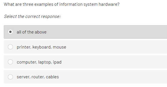 Solved What are three examples of information system | Chegg.com
